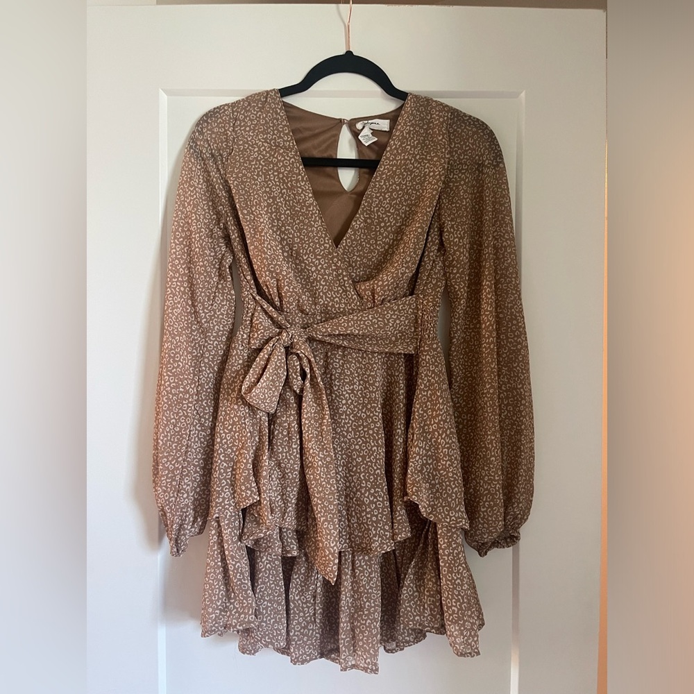 Jessica Simpson Brown Floral Long Sleeve Dress